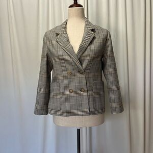 Zara Checkered Jacket in Black, White, and Brown
